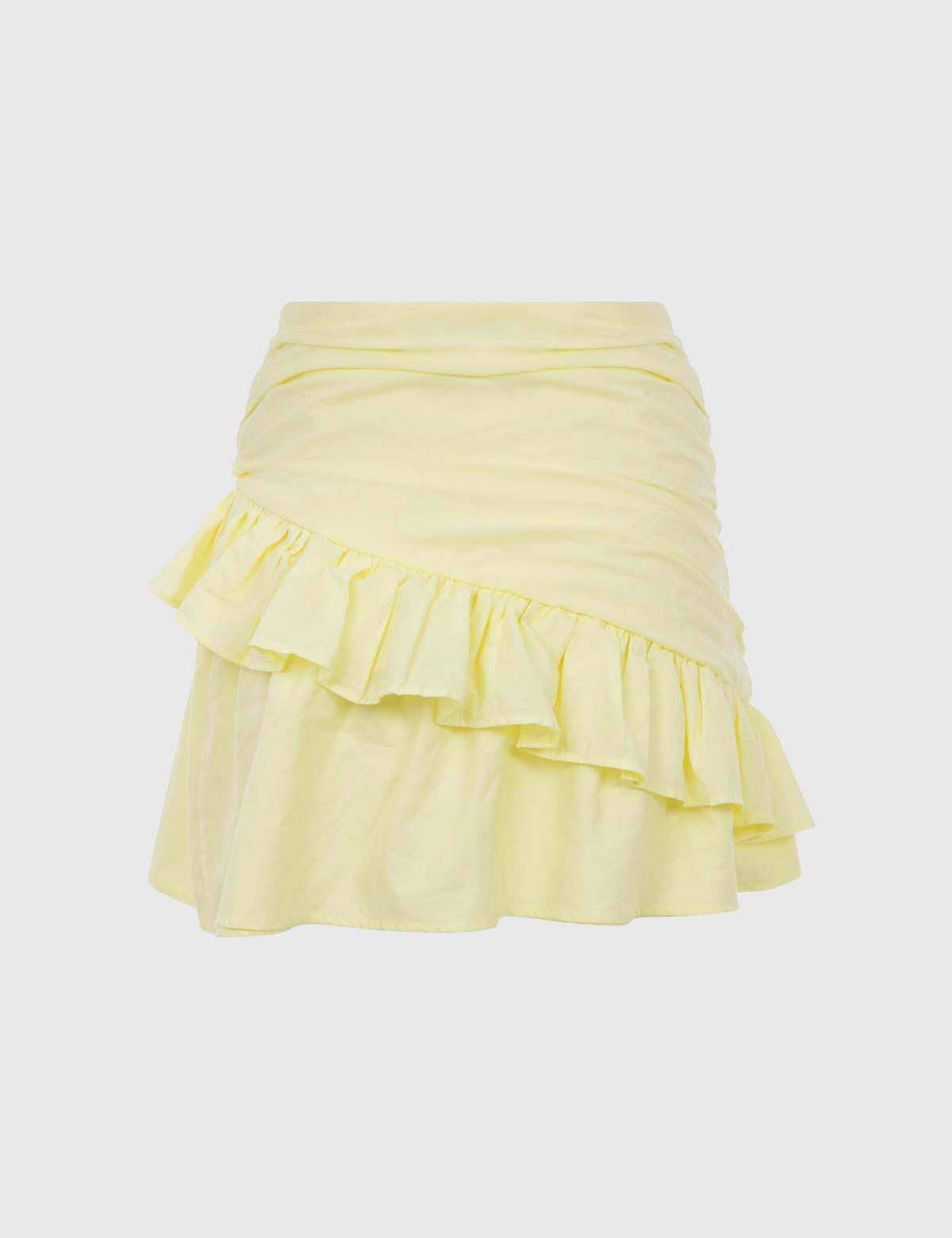 Lacie Yellow Women's Crop Blouse and Skirt Set