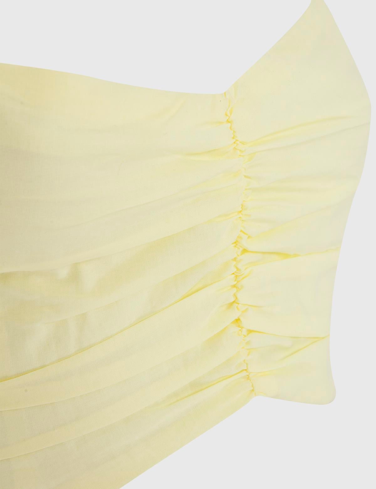 Lacie Yellow Women's Crop Blouse and Skirt Set