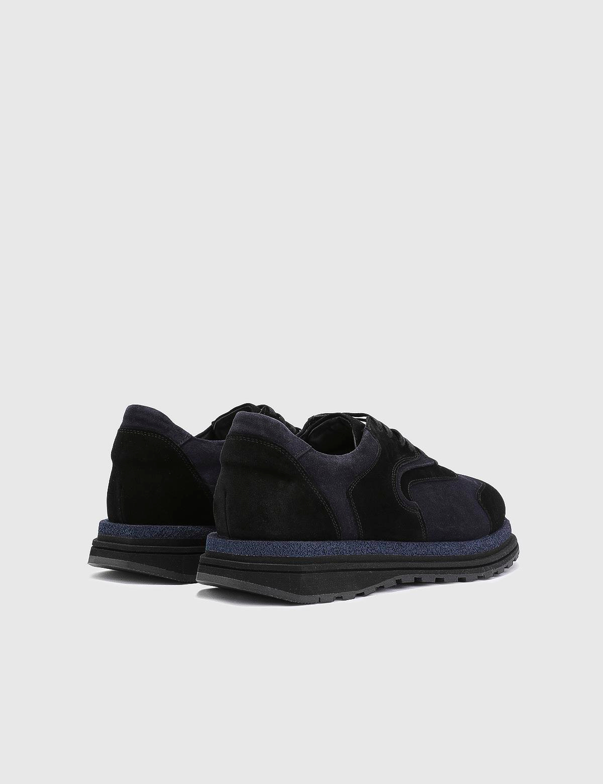 Lancelot Navy Blue Suede Leather Men's Sneaker