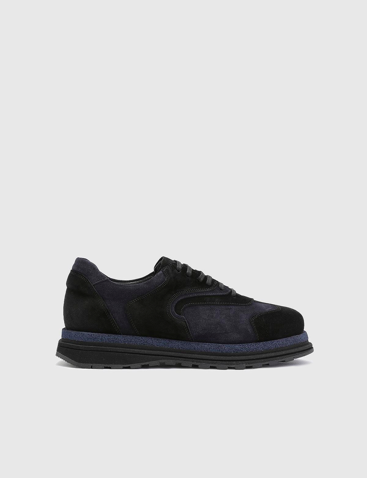 Lancelot Navy Blue Suede Leather Men's Sneaker