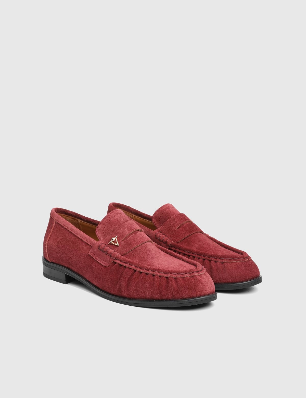 Layla Hakiki Süet Kadın Bordo Loafer