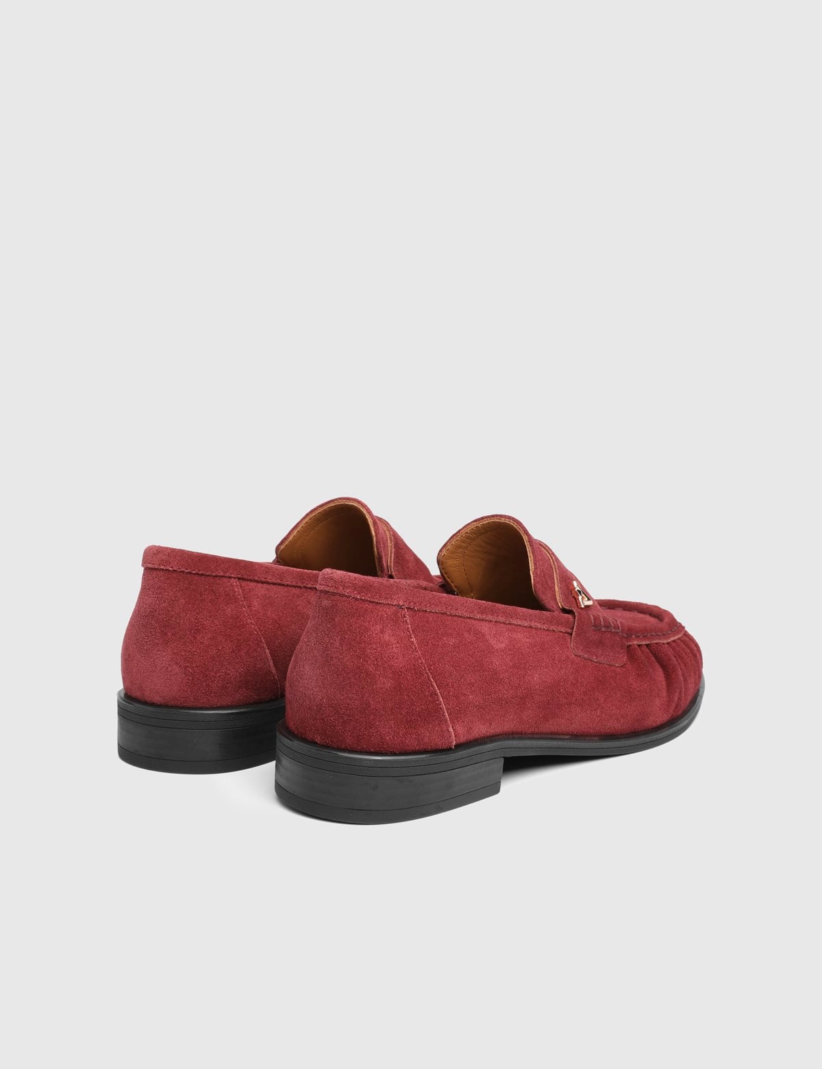 Layla Hakiki Süet Kadın Bordo Loafer