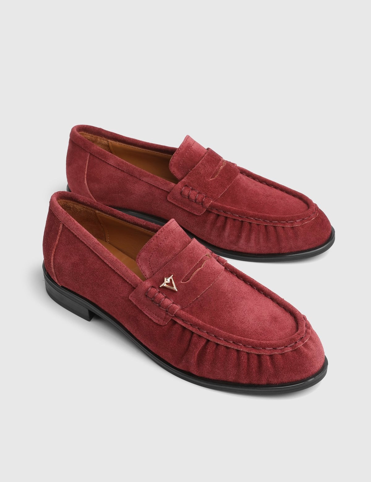 Layla Hakiki Süet Kadın Bordo Loafer