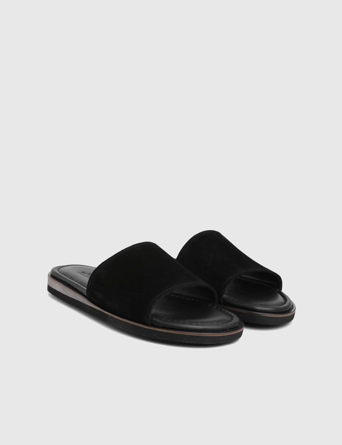 Lazare Black Suede Leather Men's Slide