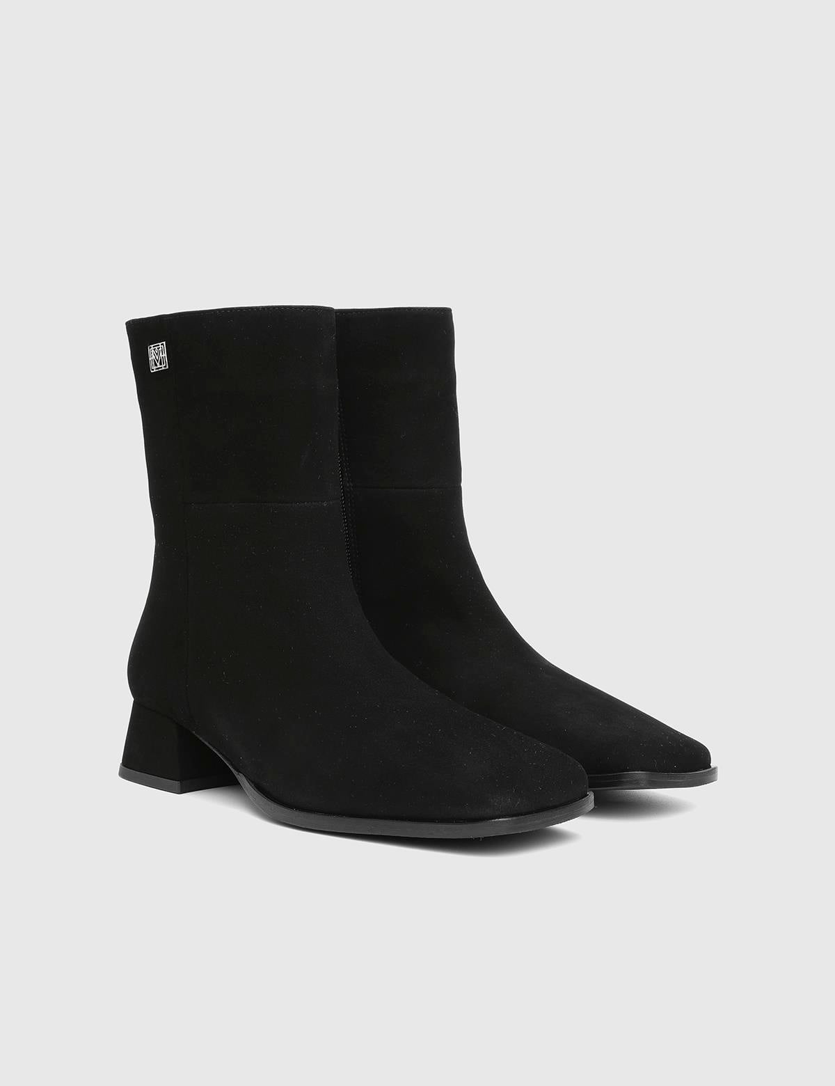 Leila Black Suede Leather Women's Heeled Boot