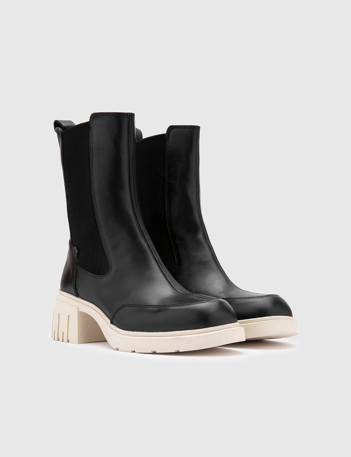 Letha Black Leather Women's Heeled Boot