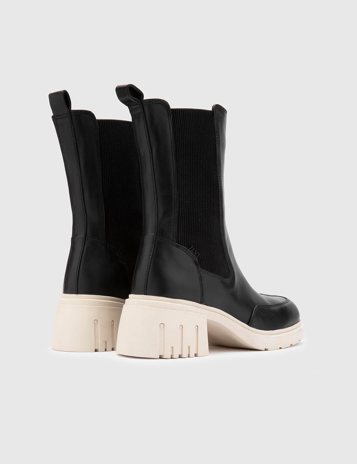 Letha Black Leather Women's Heeled Boot