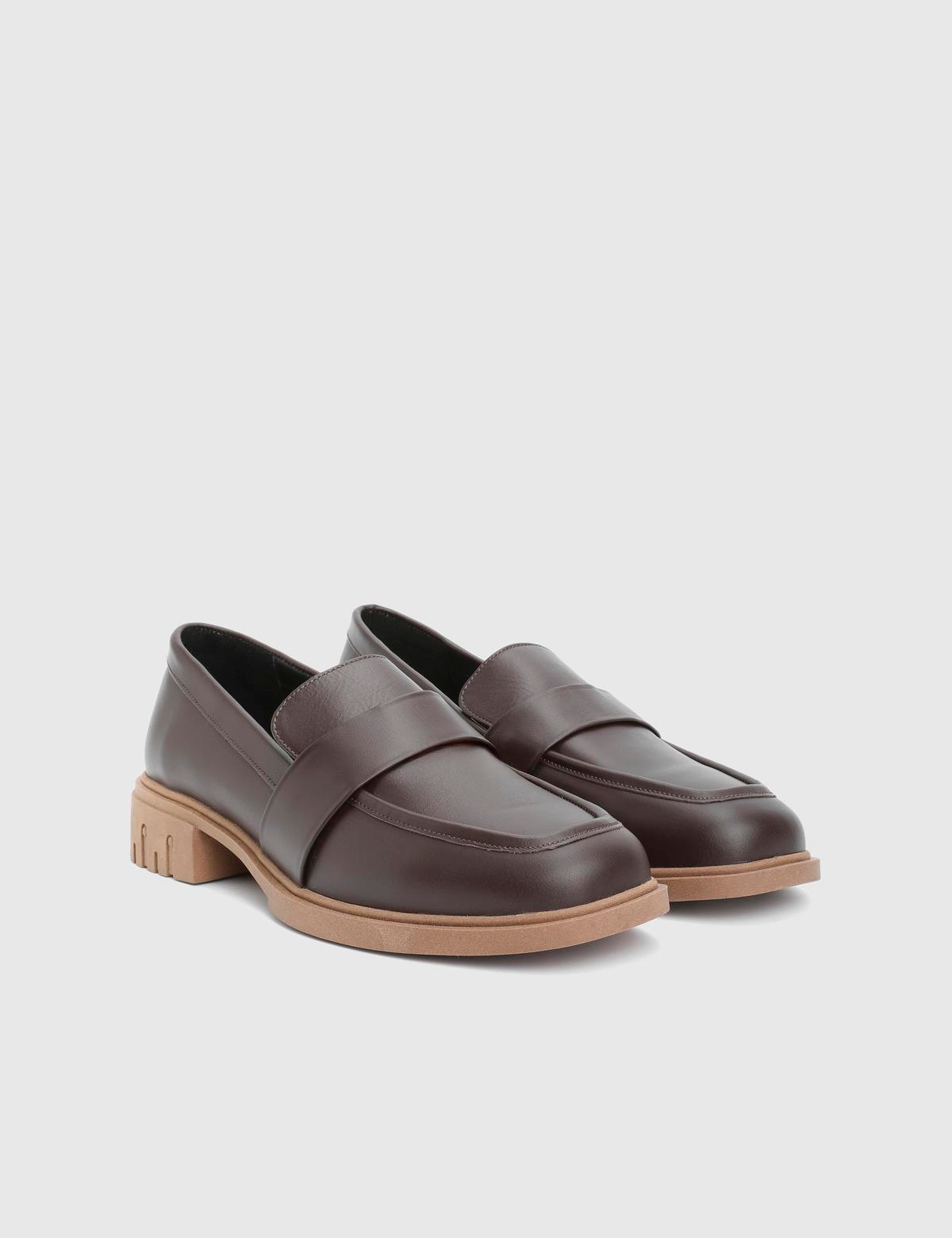 Liliya Brown Leather Women's Loafer
