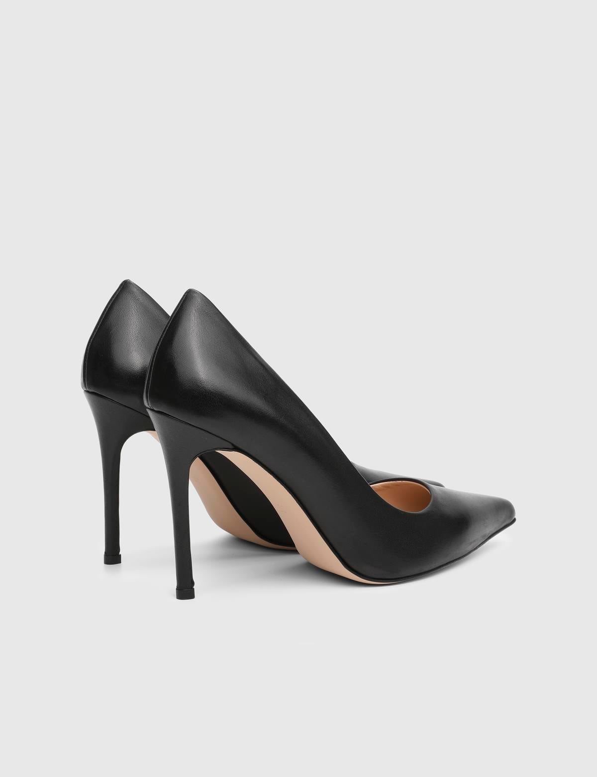 Linz Kadın Stiletto Siyah Deri