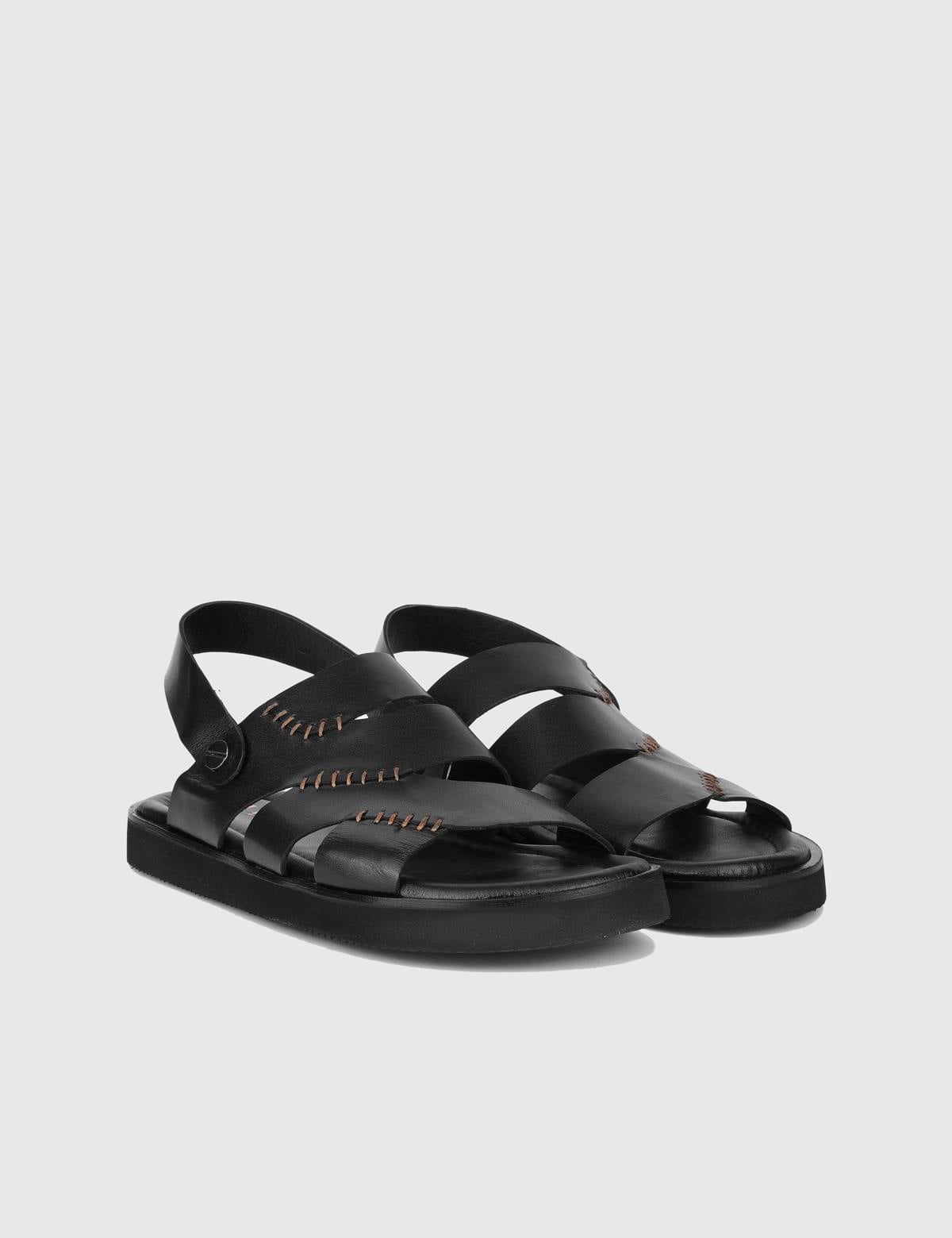 Lismore Black Leather Men's Sandal