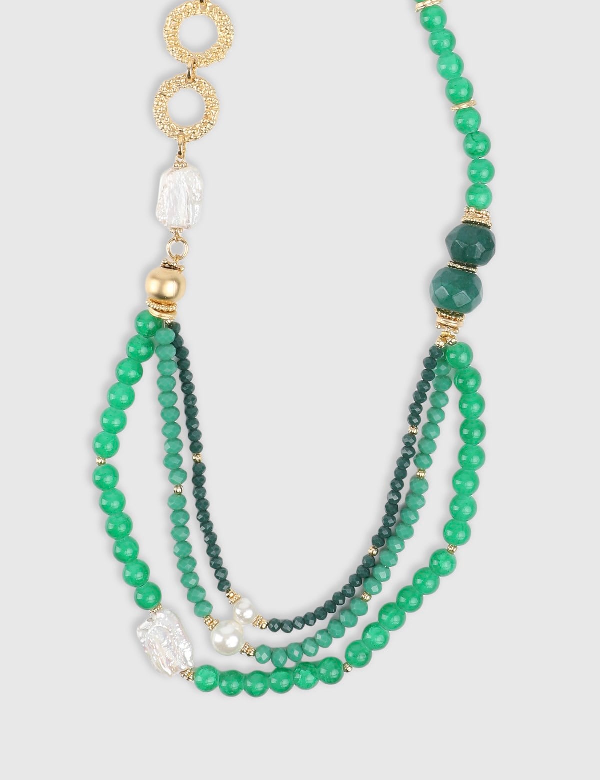 Lumina Gold Women's Necklace with Green Stones