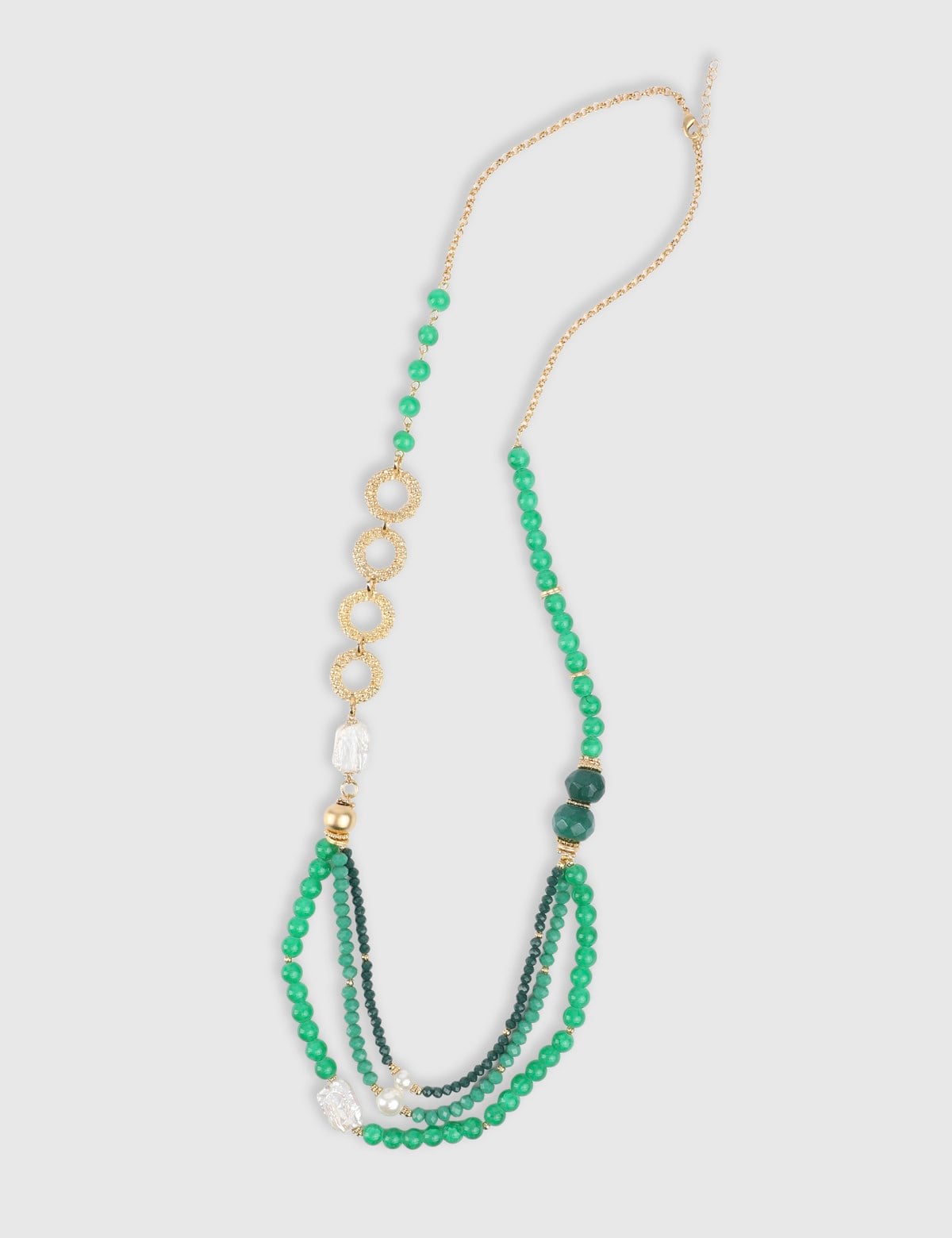 Lumina Gold Women's Necklace with Green Stones