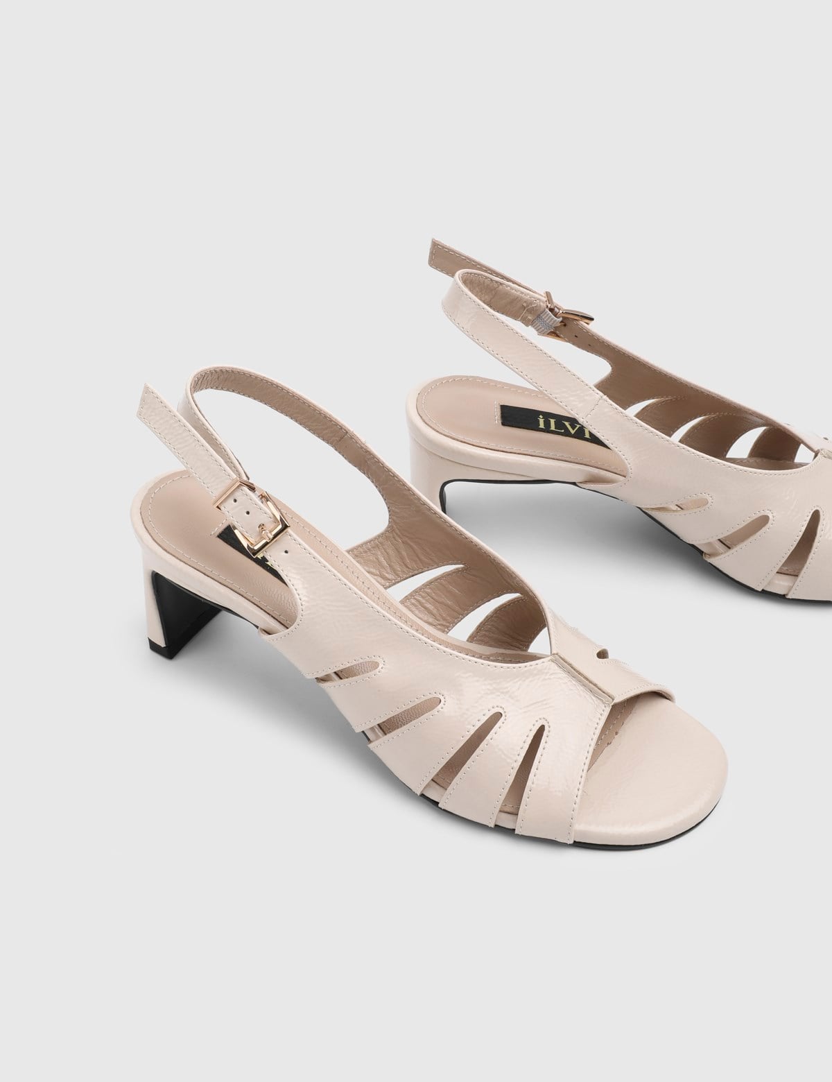 Lunea Cream Patent Leather Women's Heeled Sandal