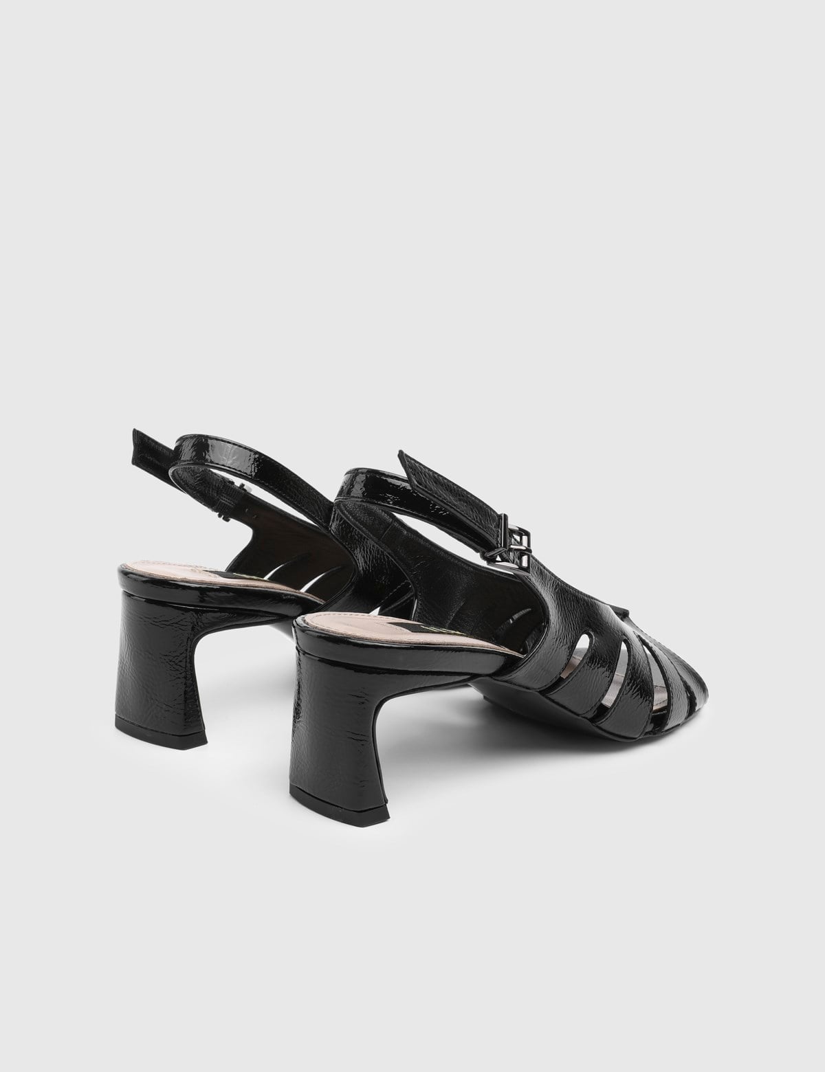 Lunea Black Patent Leather Women's Heeled Sandal