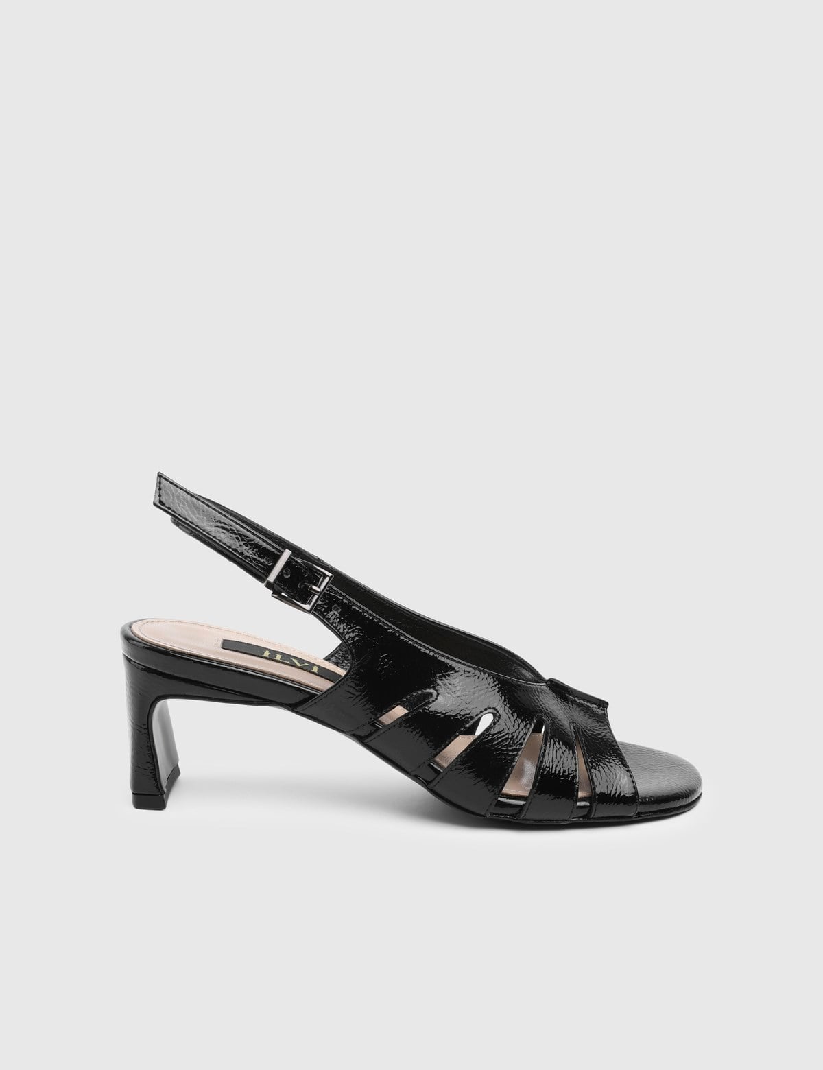 Lunea Black Patent Leather Women's Heeled Sandal