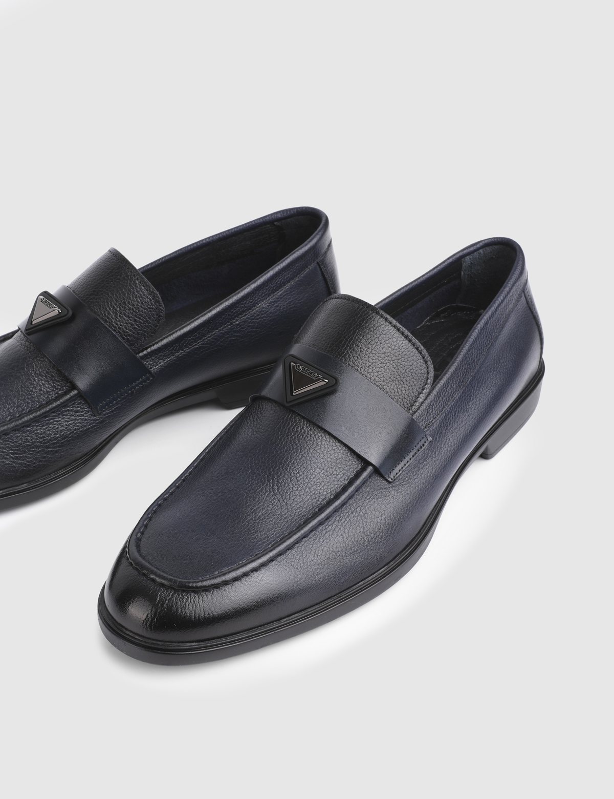 Lwazi Navy Blue Printed Leather Men's Classic Shoe