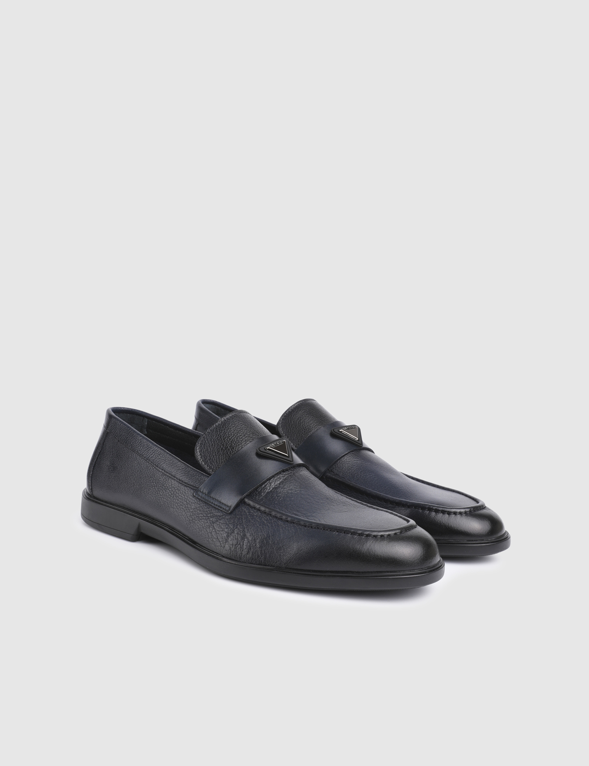 Lwazi Navy Blue Printed Leather Men's Classic Shoe