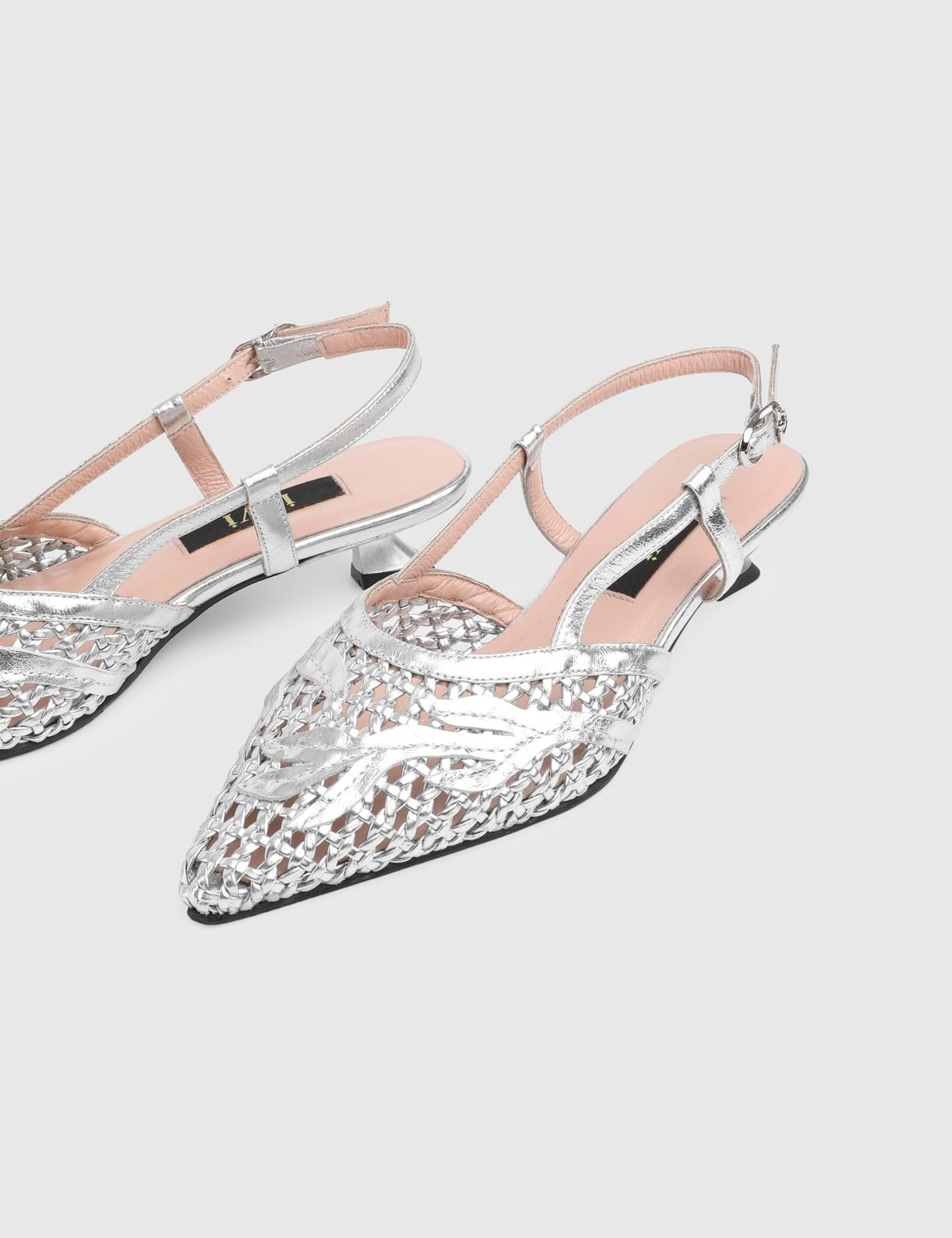 Maiva Silver Woven Leather Women's Heeled Sandal