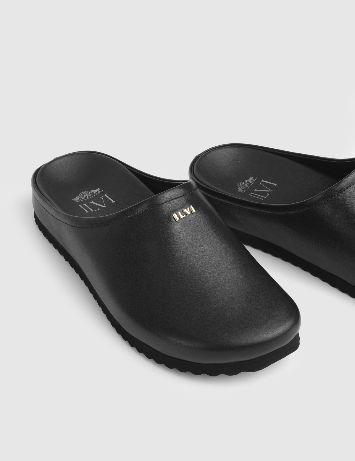 Maren Black Leather Women's Mule