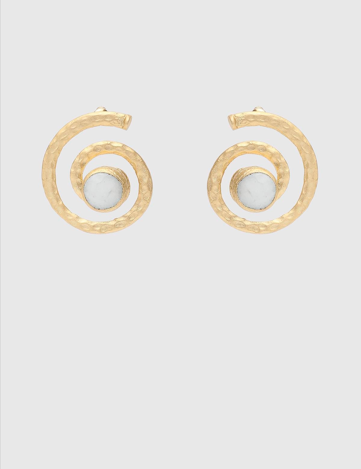 Marien Gold Women's Earrings with White Stones