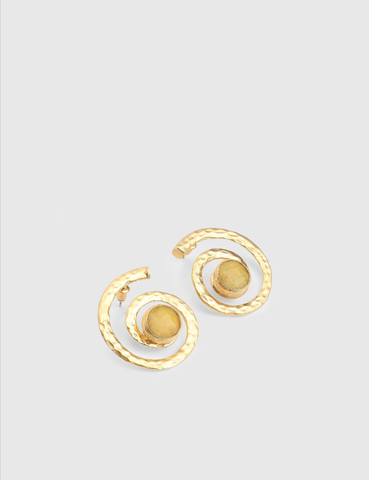 Marien Gold Women's Earrings with Yellow Stones