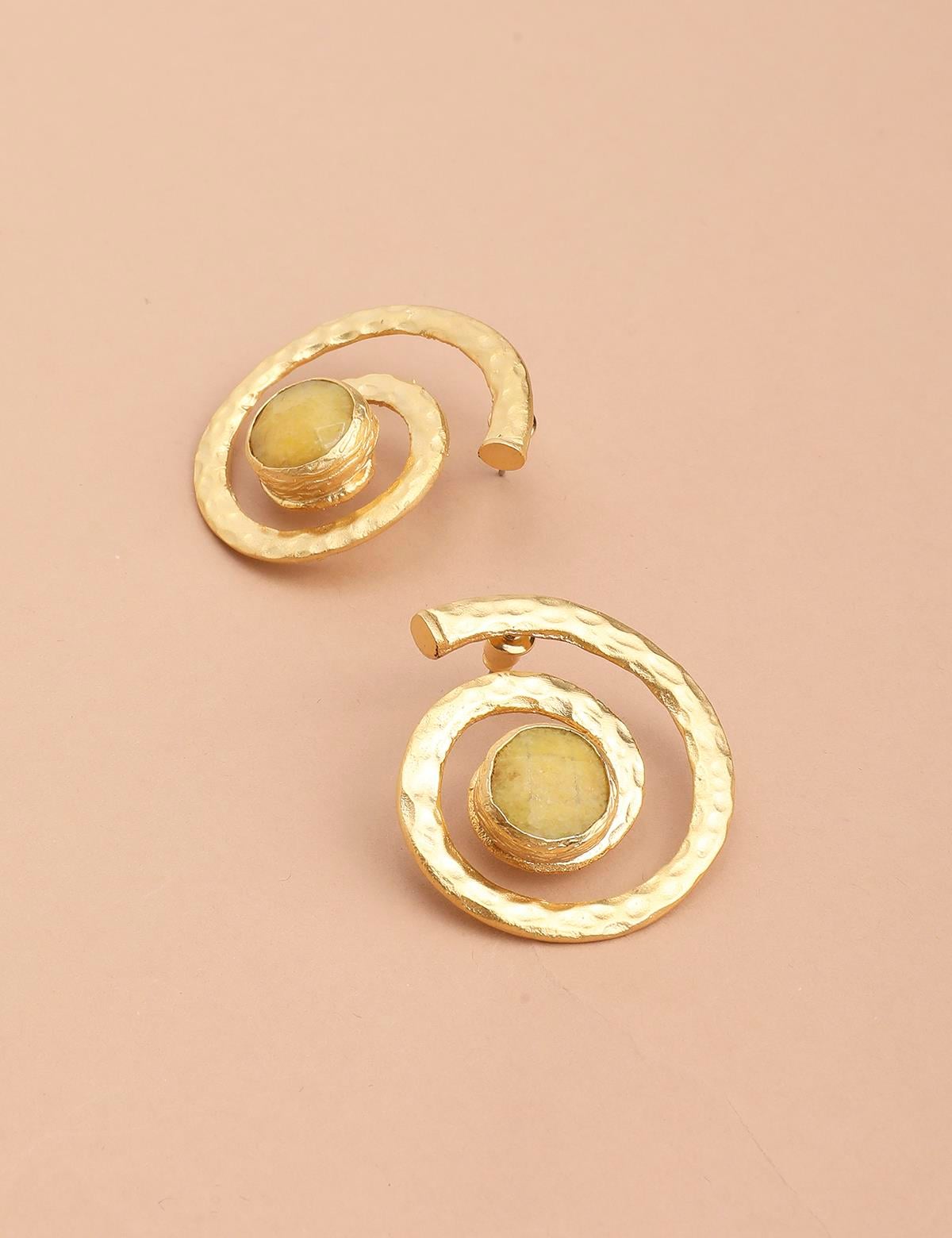 Marien Gold Women's Earrings with Yellow Stones