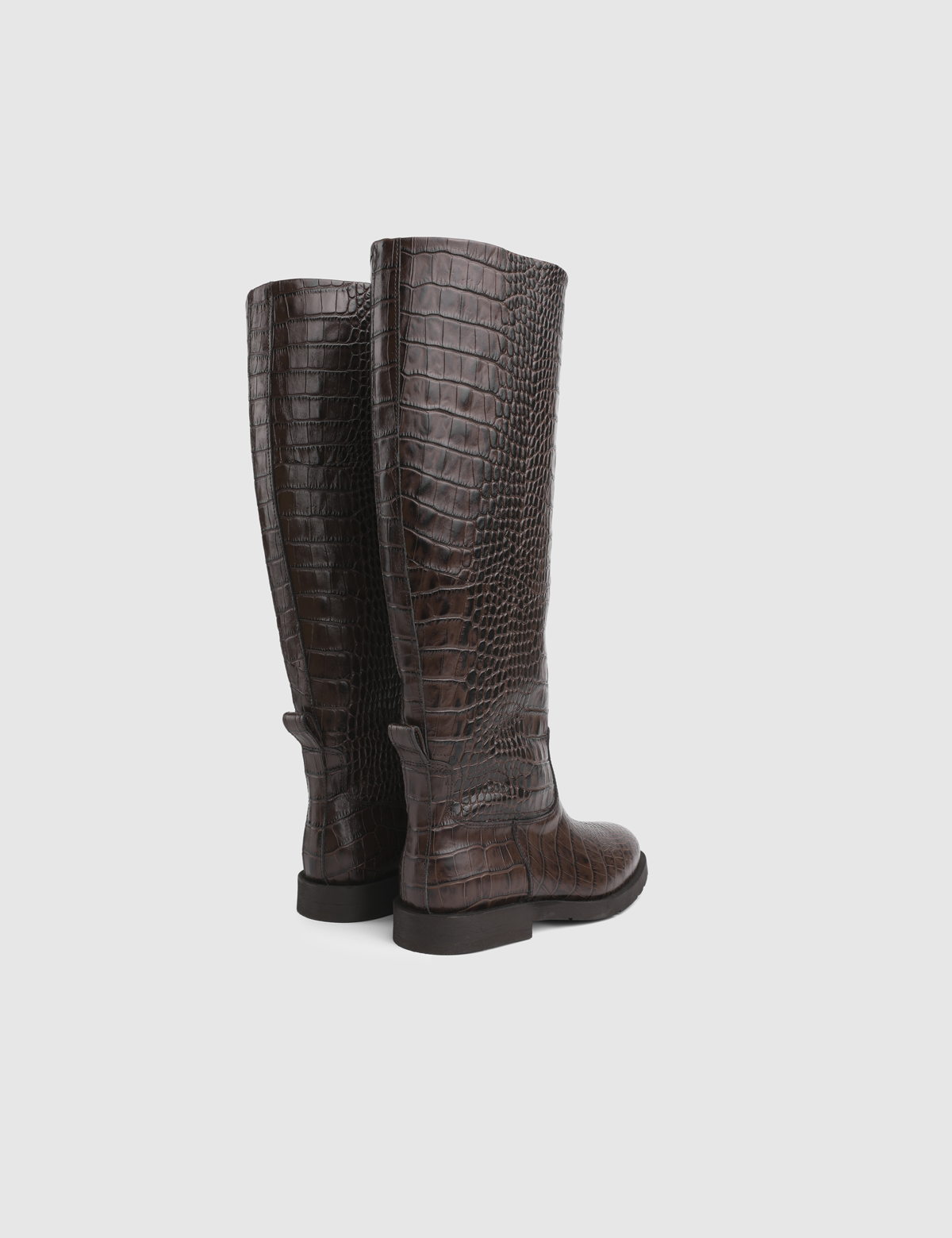 Mavros Brown Leather Crocodile Women's High Boot