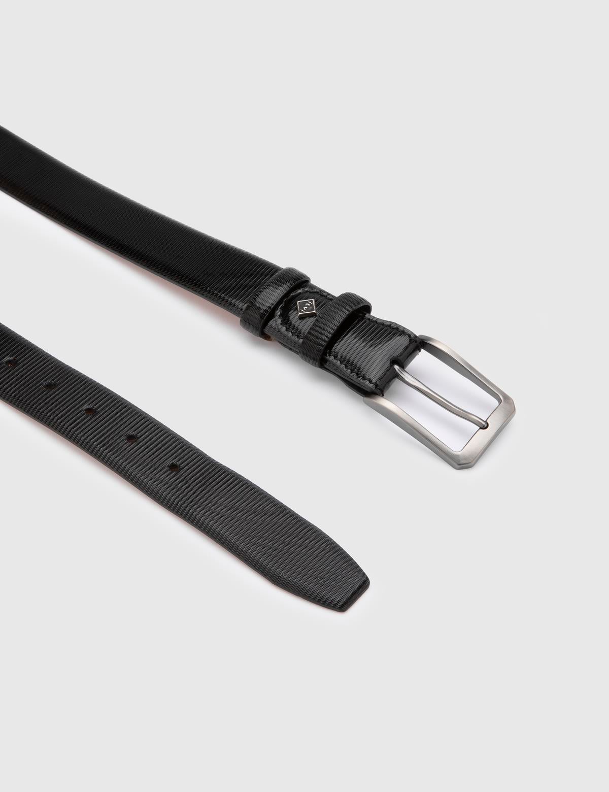 Meije Black Printed Leather Men's Belt
