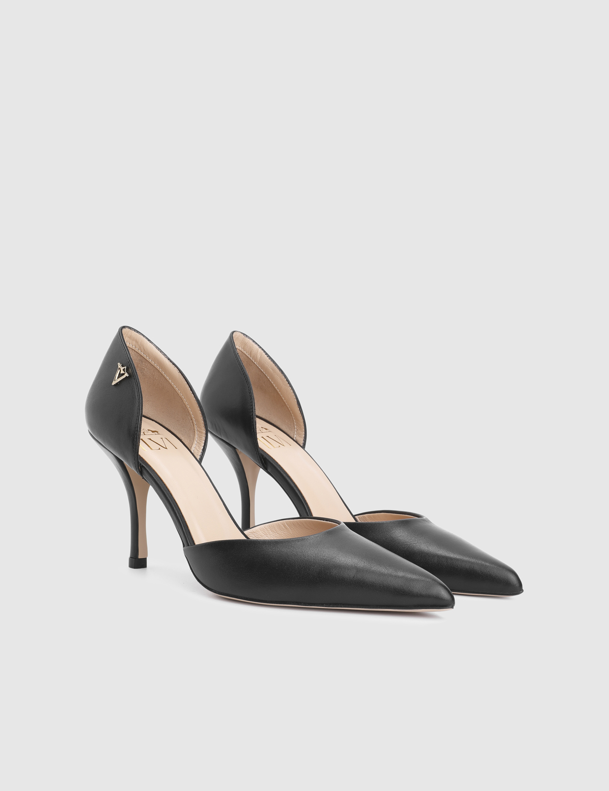 Melina Black Leather Women's Pump