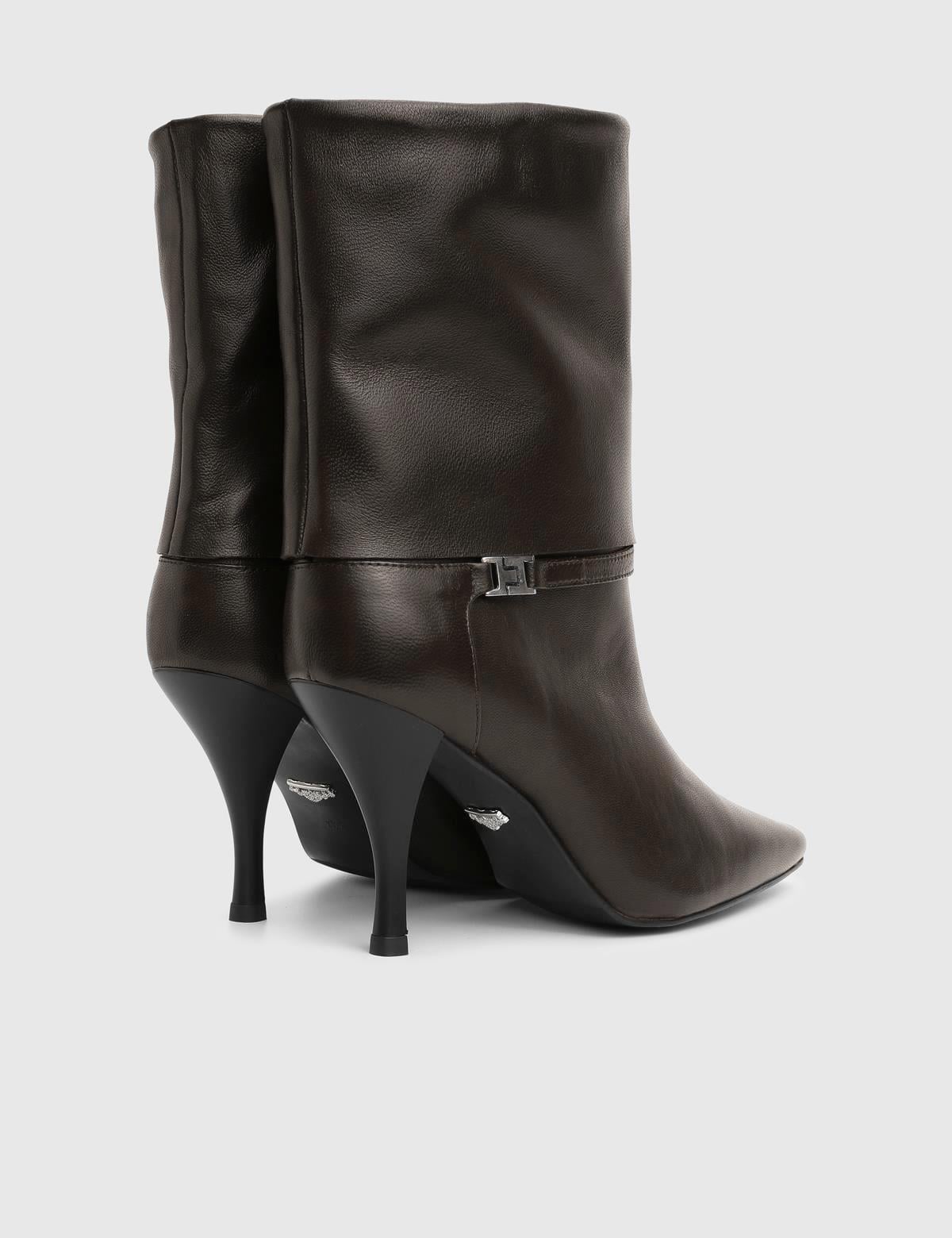 Melinda Brown Leather Women's Heeled Boot