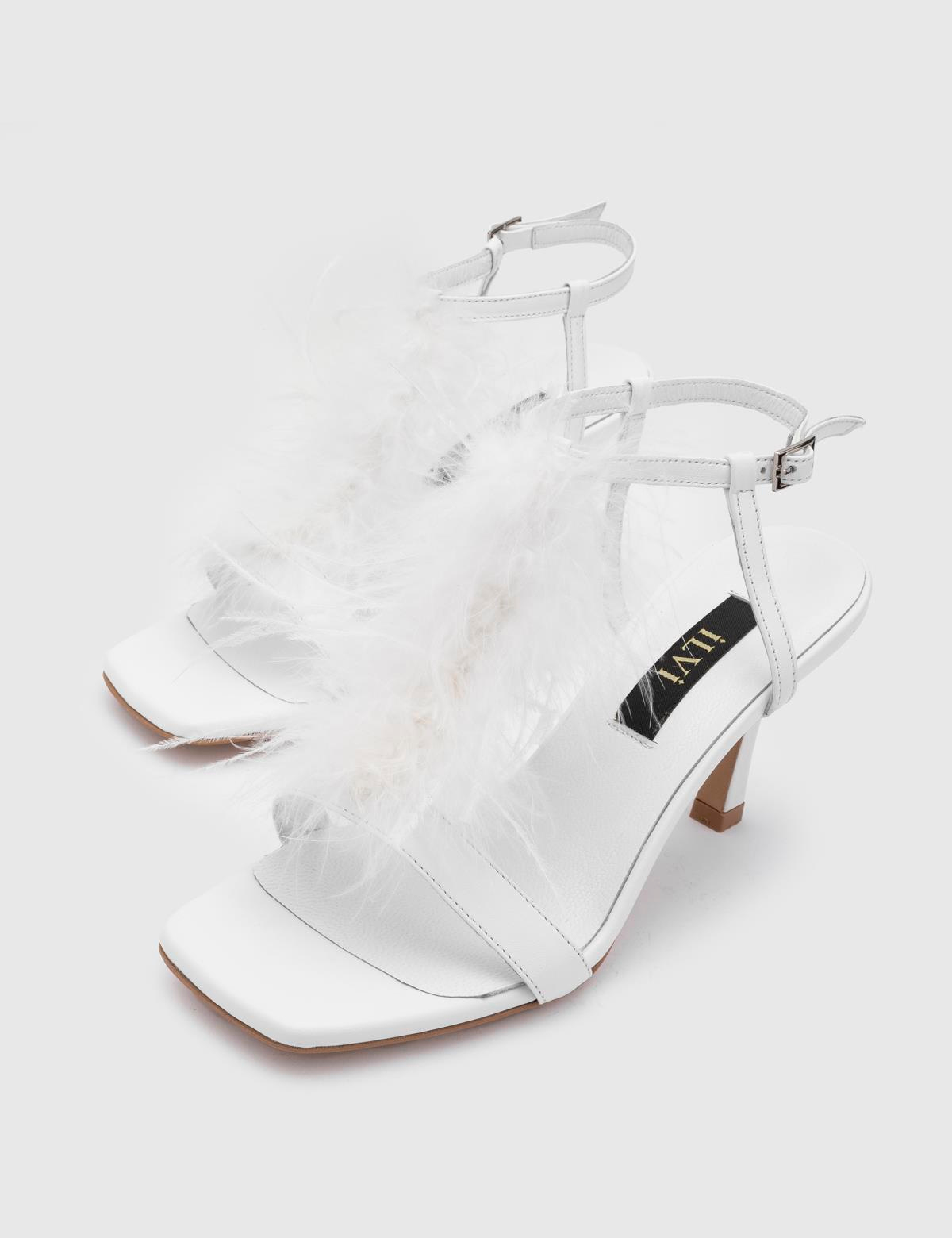 Merlin White Leather Women's Heeled Sandal
