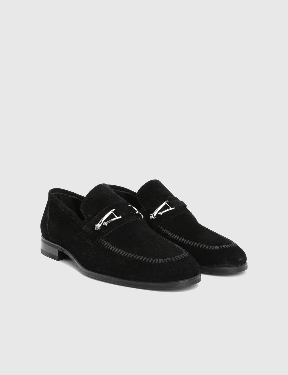 Mile Black Suede Leather Men's Classic Shoe