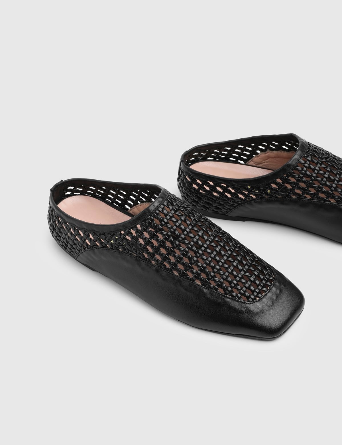Minal Black Woven Leather Women's Slide
