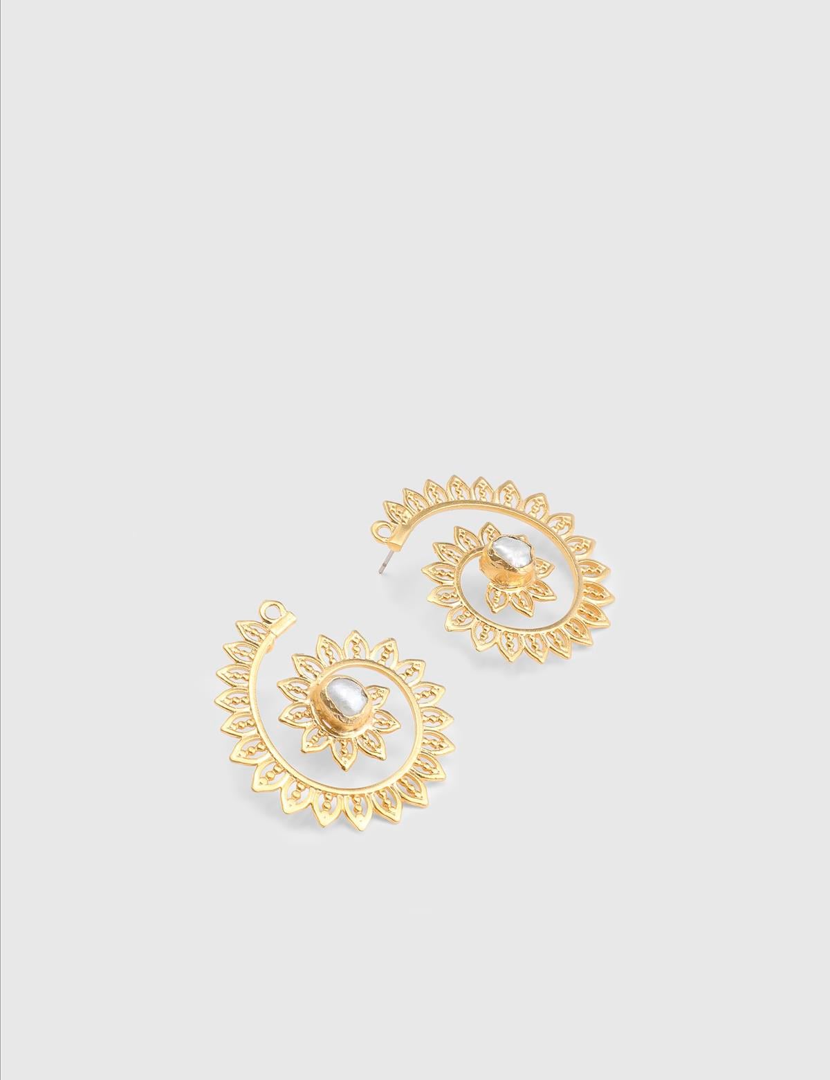 Mishel Gold Women's Earrings with White Stones