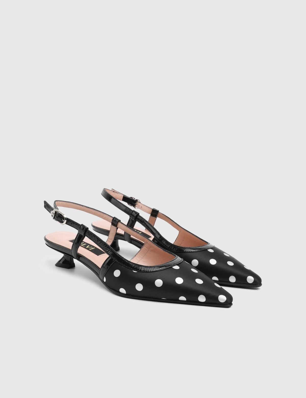 Mivra Black Patent Leather Fabric Women's Heeled Sandal