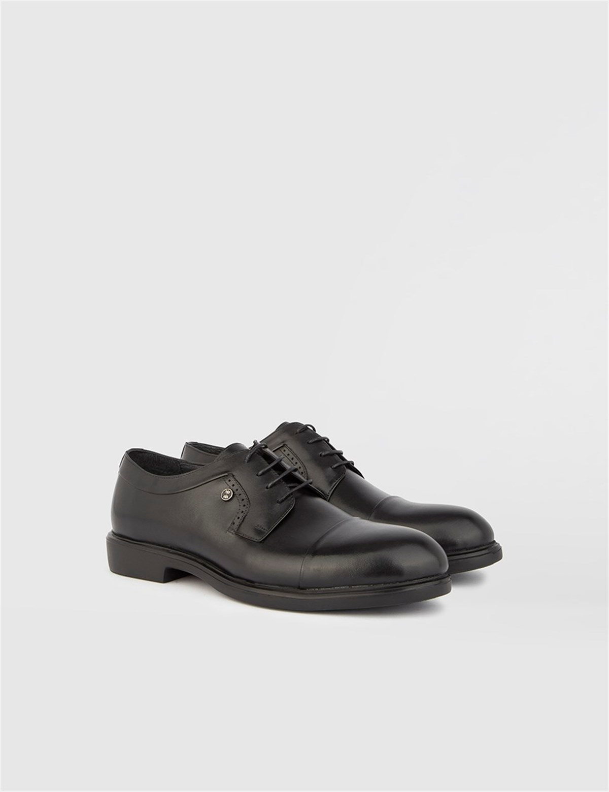 Moncton Antique Black Leather Men's Derby Shoe - İLVİ
