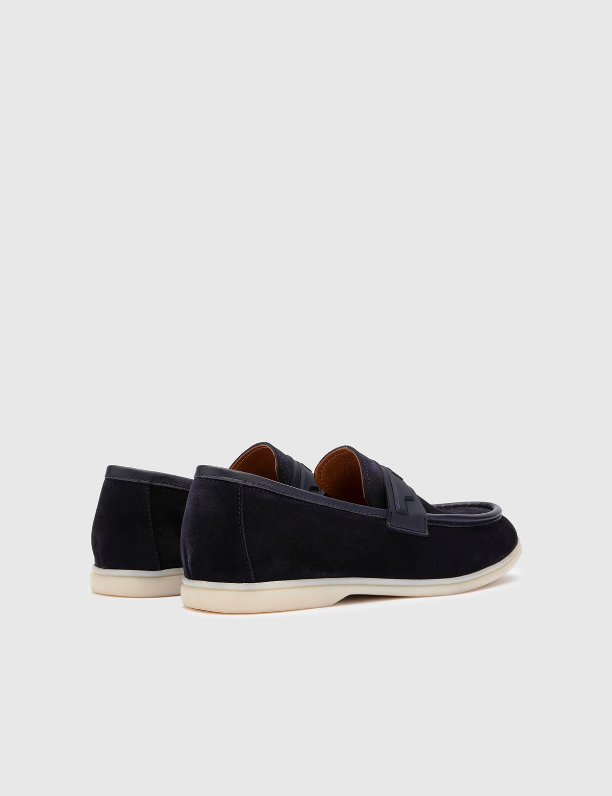 Myles Navy Blue Suede Leather Men's Loafer