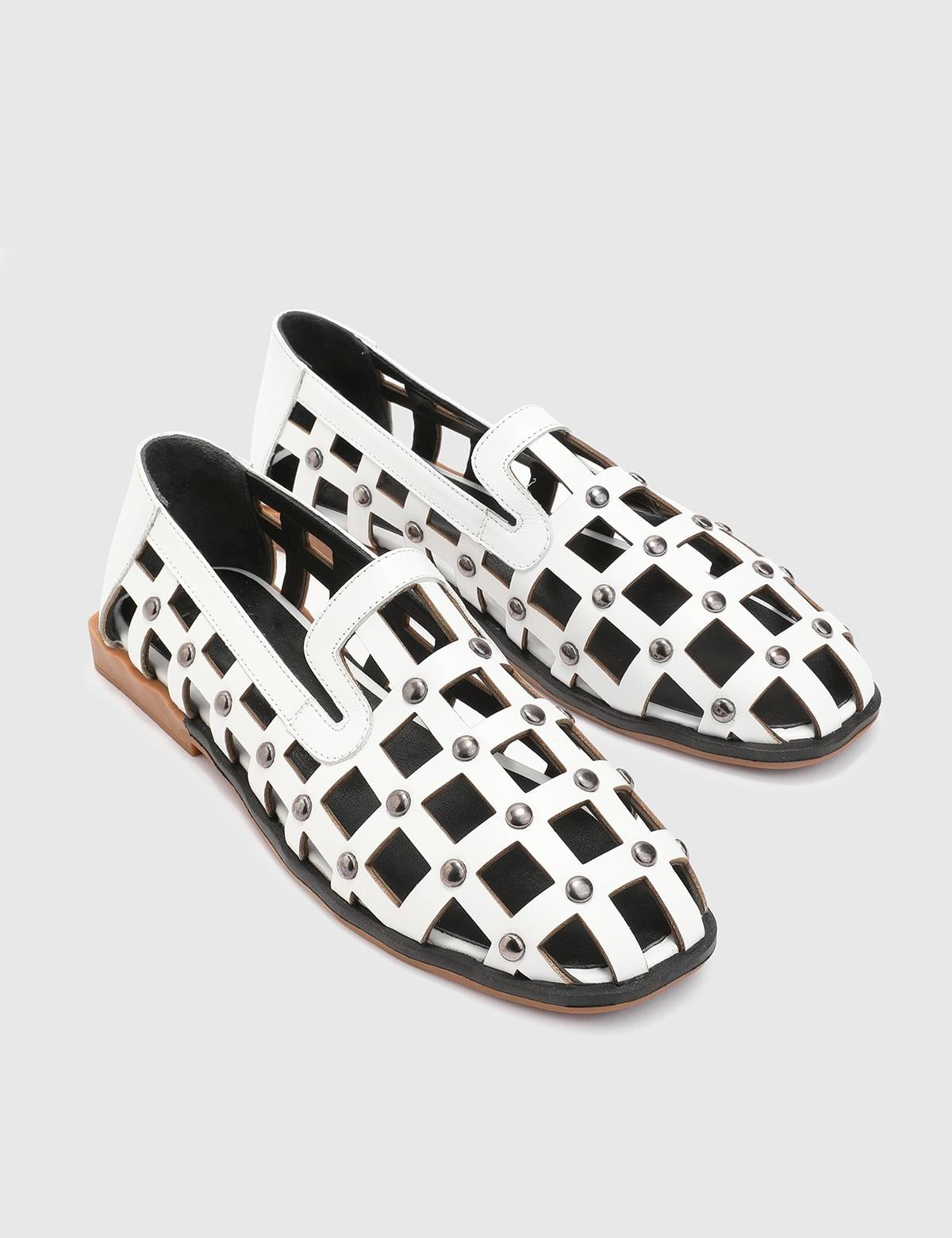 Nadzeya White Leather Women's Sandal