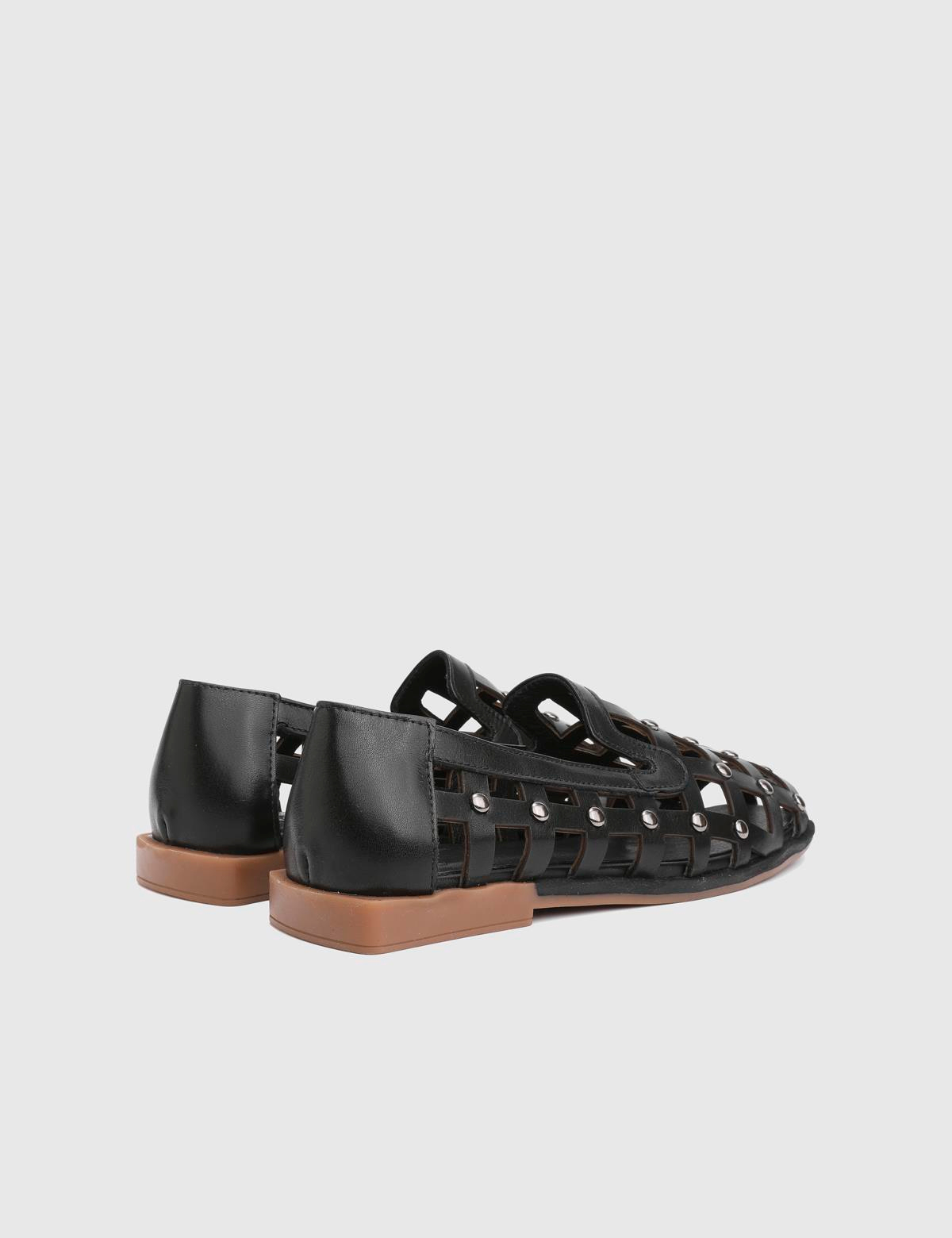 Nadzeya Black Leather Women's Sandal