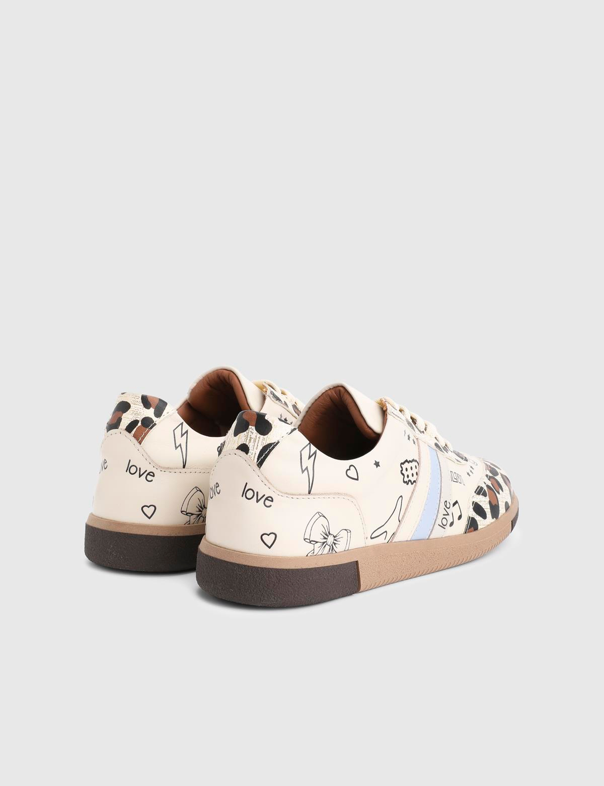 Nensi Beige Leather Women's Sneaker