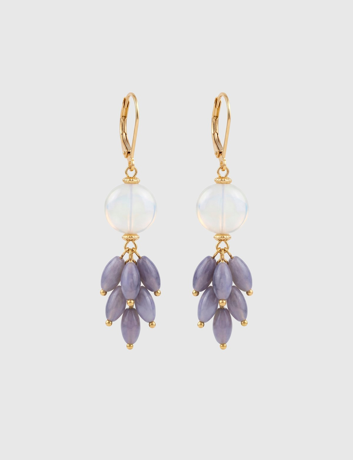 Nerina Gold Women's Earrings with Lilac Stones
