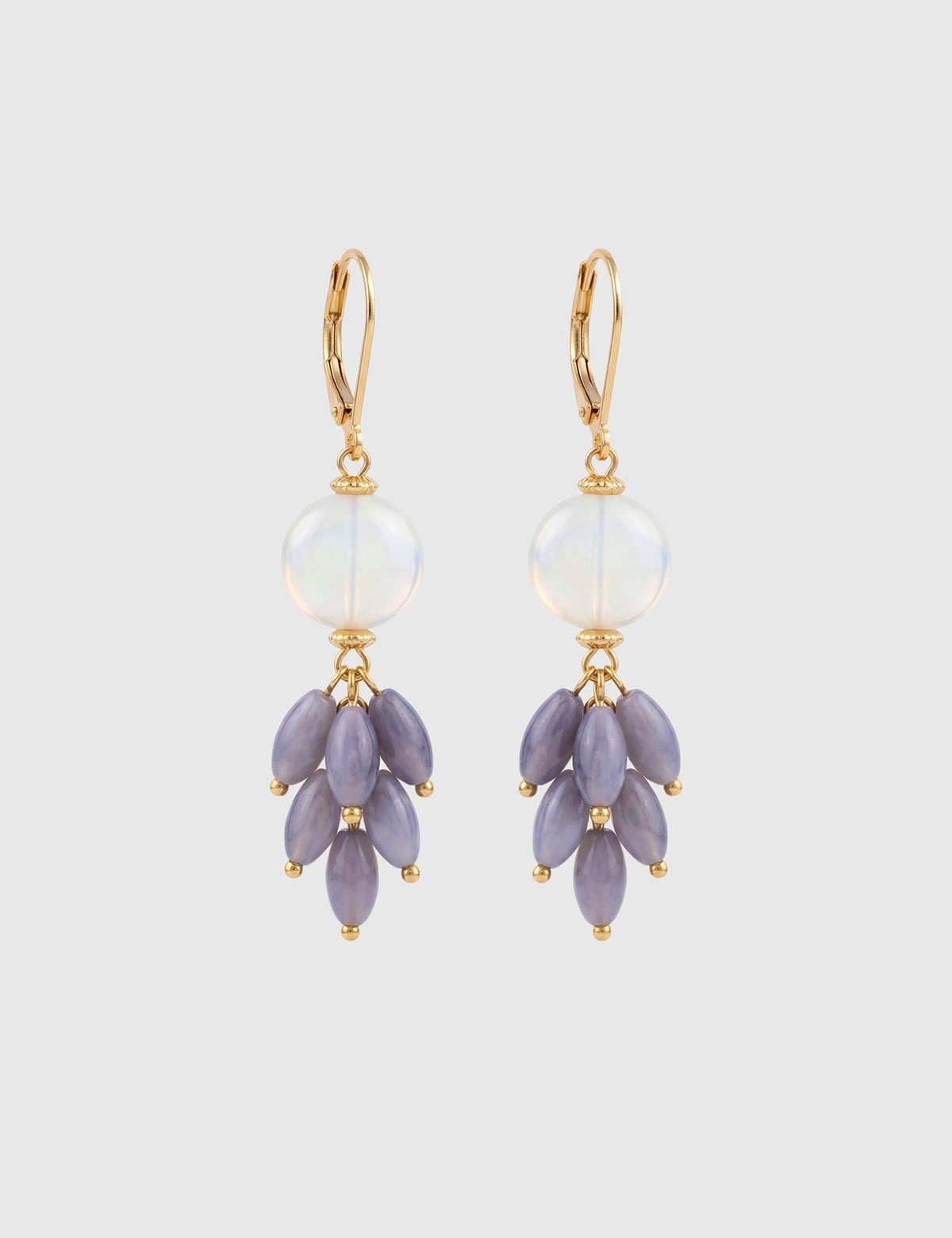 Nerina Gold Women's Earrings with Lilac Stones