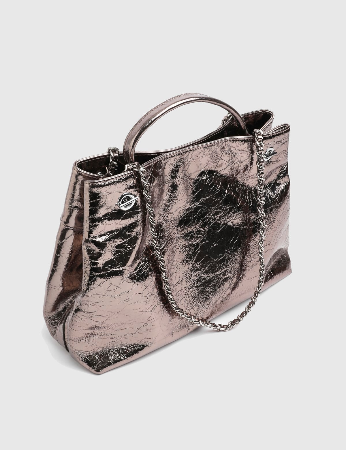 Nerissa Platinum Leather Women's Handbag