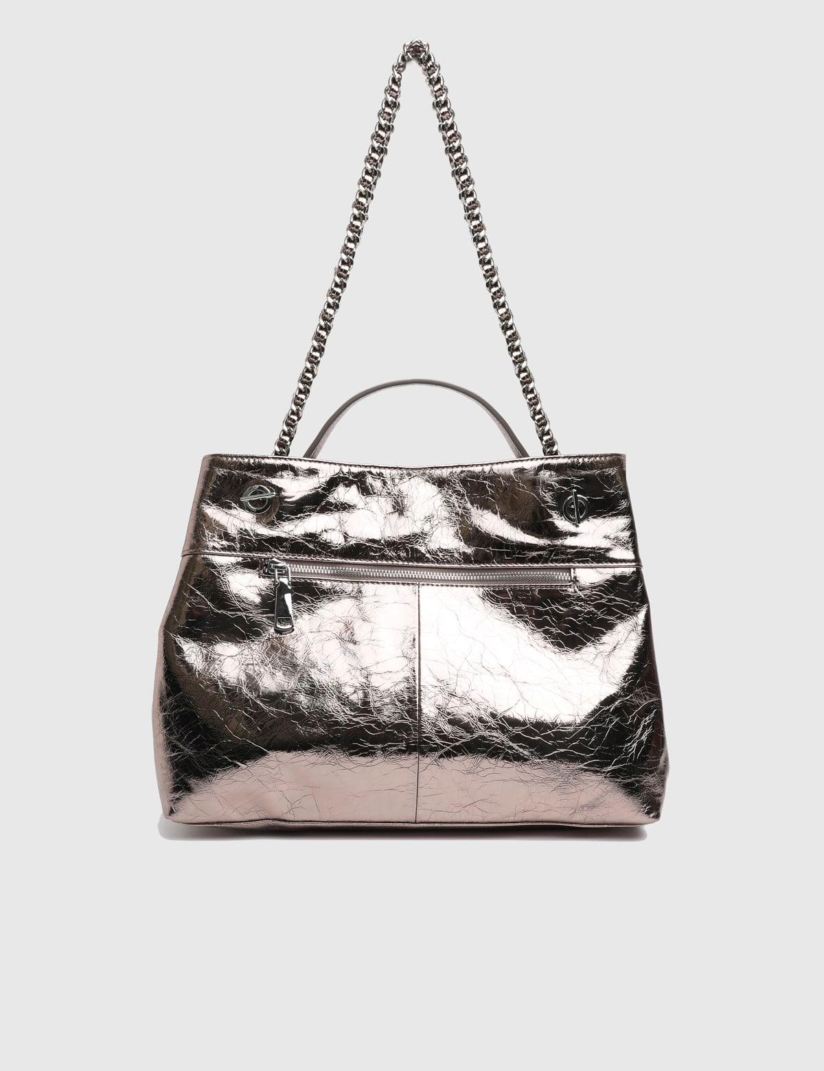 Nerissa Platinum Leather Women's Handbag