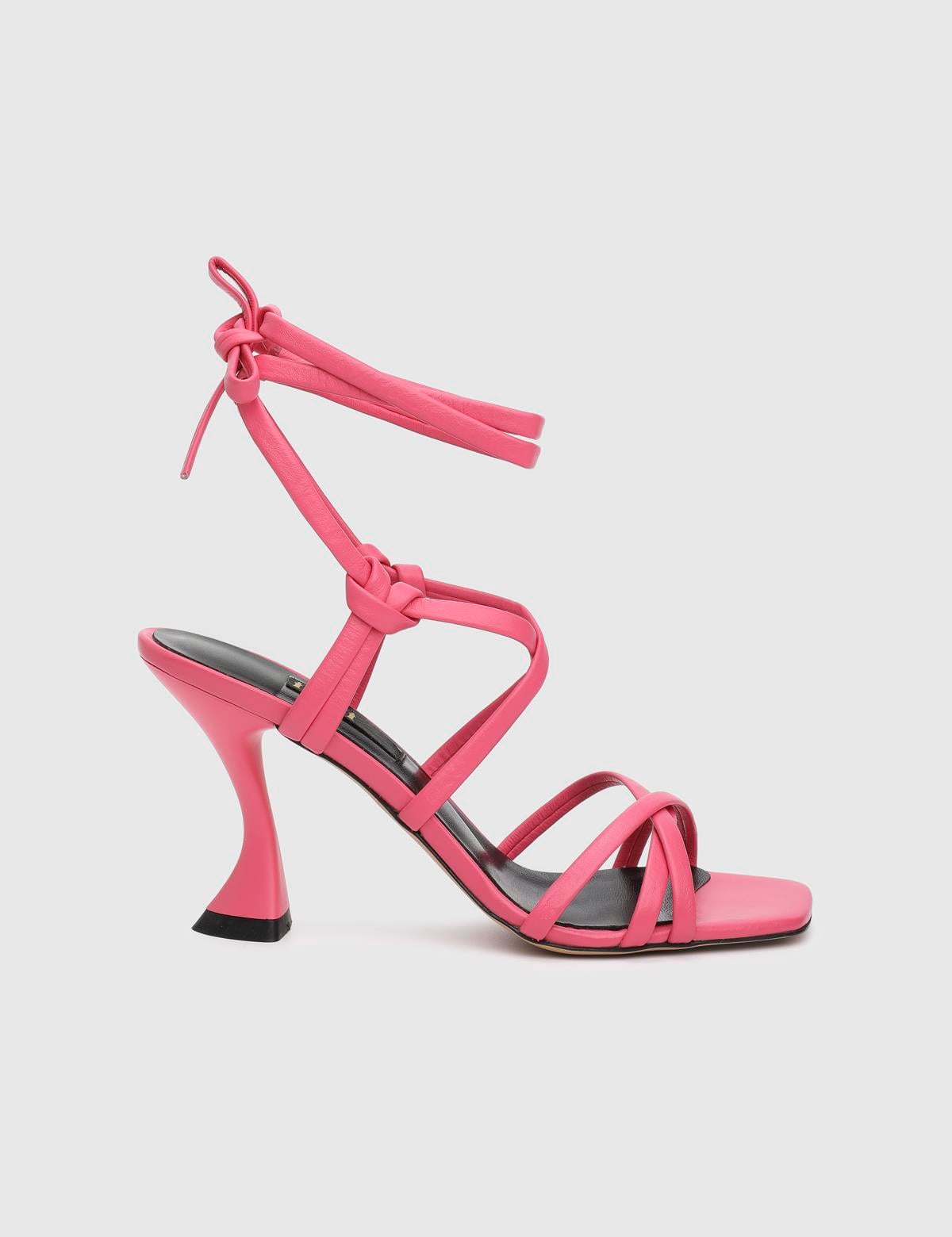 Niall Pink Leather Women's Heeled Sandal