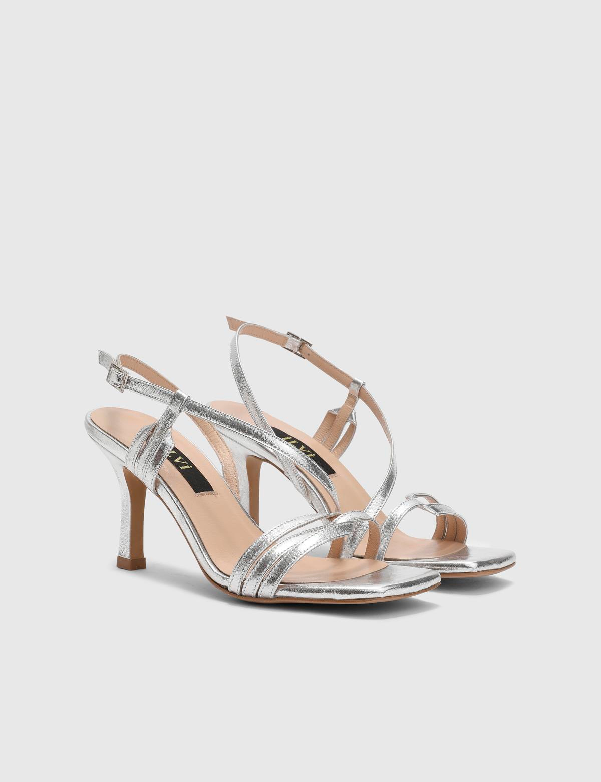 Nilsson Silver Leather Women's Heeled Sandal