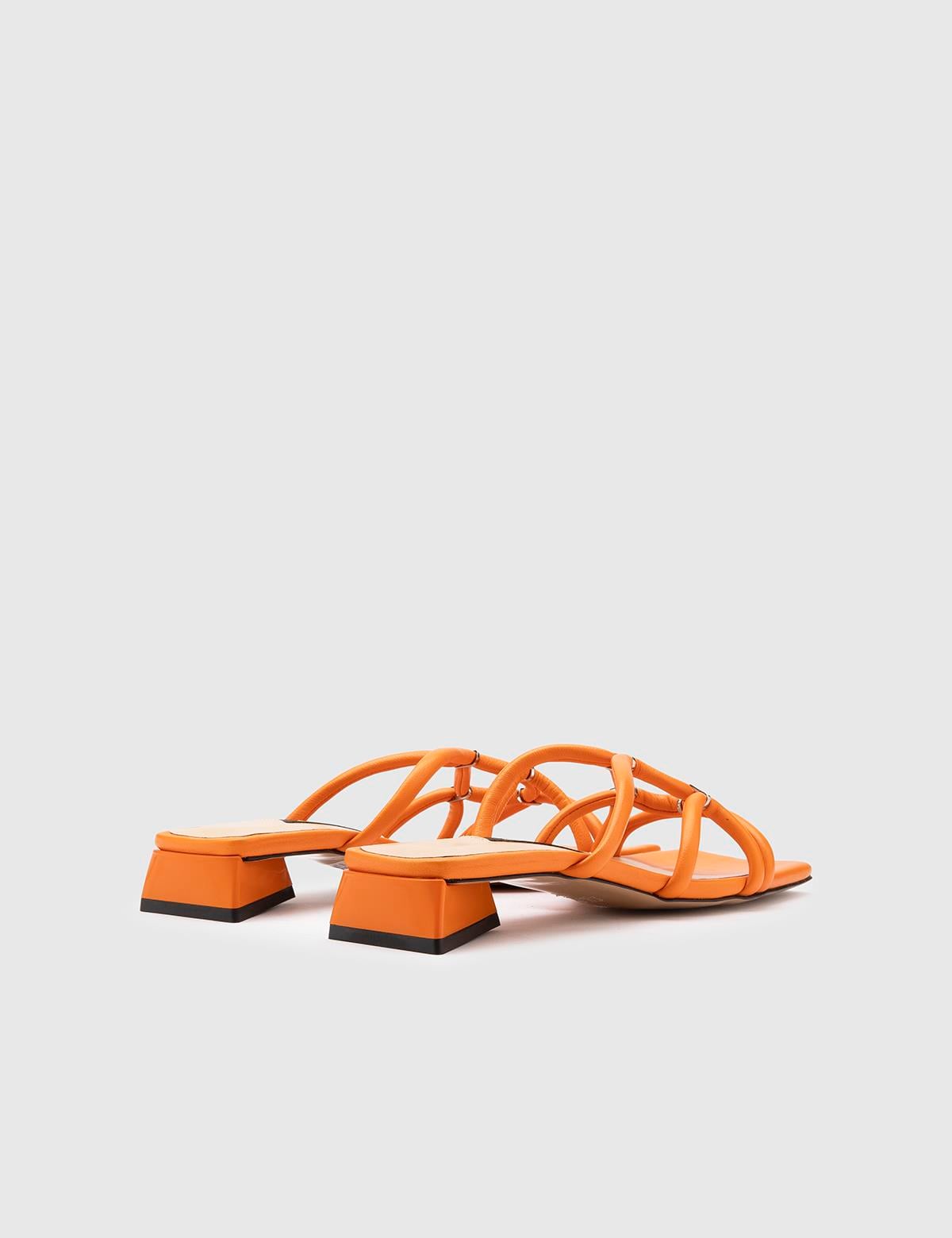 Olono Orange Leather Women's Heeled Slide