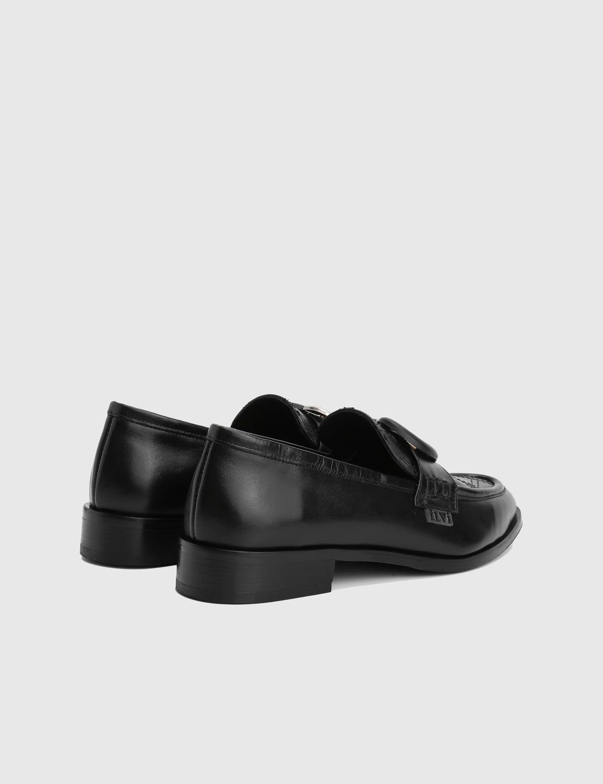 Orsina Hakiki Deri Siyah Kadın Loafer