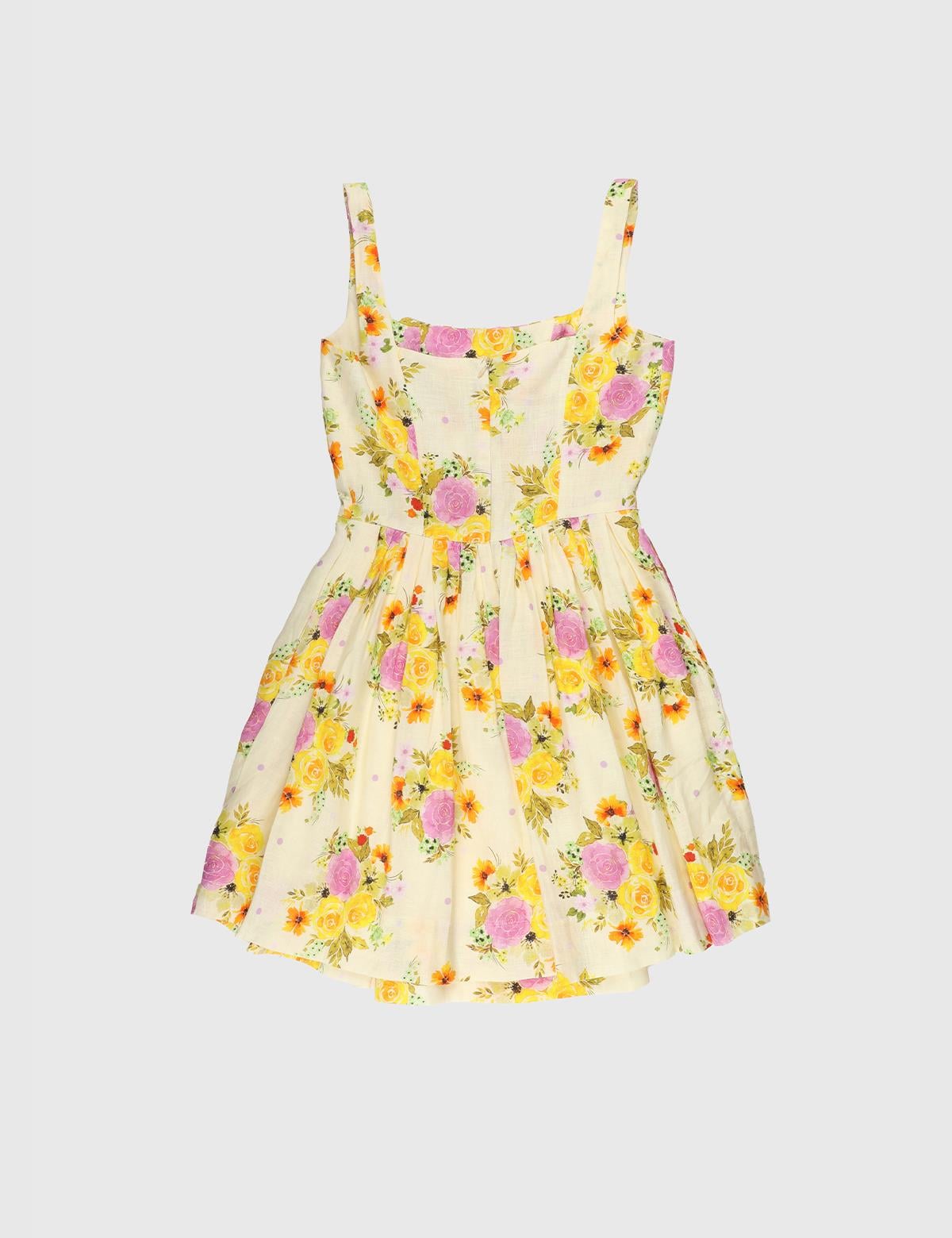 Paela Yellow Women's Linen Dress