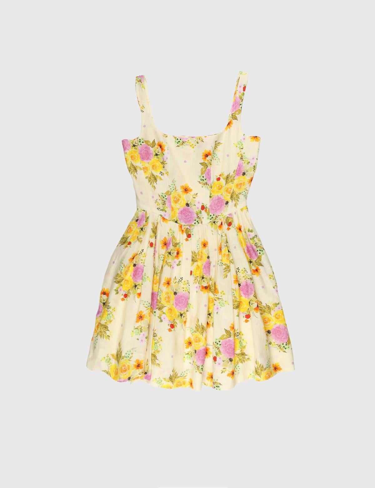 Paela Yellow Women's Linen Dress